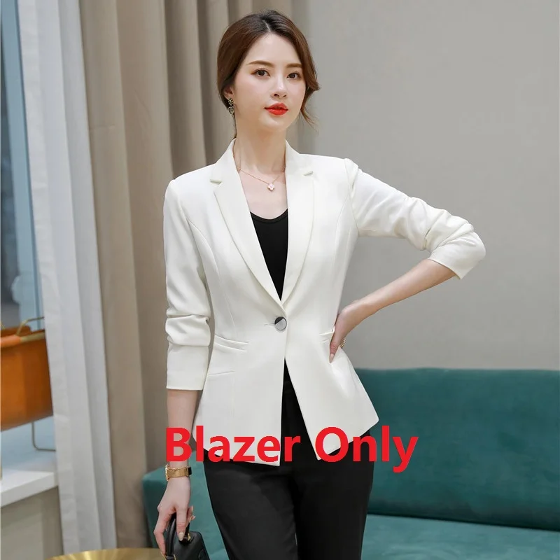 Blazer Only Formal Ladies White Blazer Women Business Suits with Pant and Jacket Sets Work Wear Clothes Pantsuits - Цвет: Blazer Only