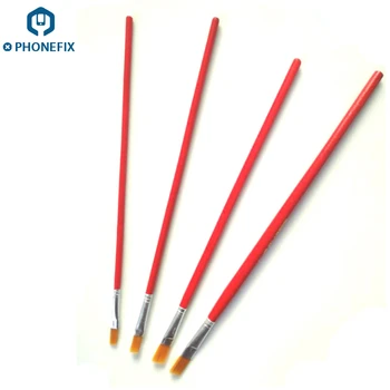 

PHONEFIX 4pcs Wood Handle ESD Safe Banister Brush Soft Dust Cleaning Tool For Mobile Phone Circuit Board Repair Paste Flux Daub