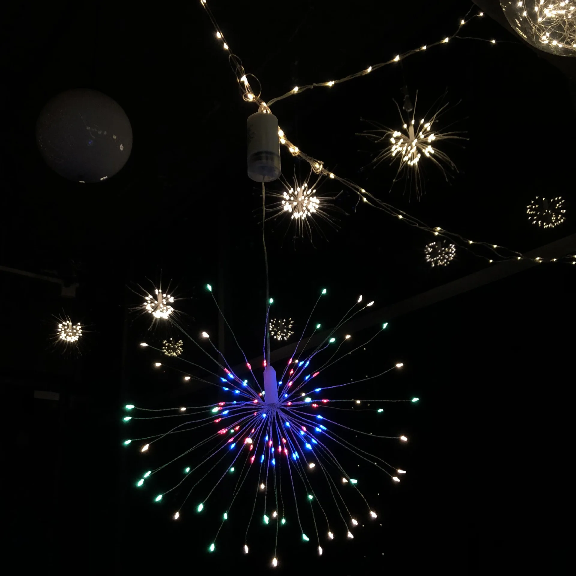 Skup Outdoor IP65 wisząca Starburst girlanda żarówkowa 120 LED fajerwerki miedziane światła świąteczna wisząca lampa String dekoracje świąteczne