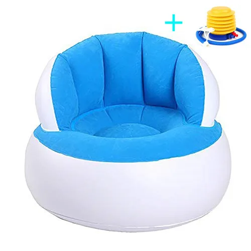 Blue (With Pump) Портативный детский велюровый надувной детский диван, обеденный стул, стул для кормления, растягивающийся детский диван+ насос - Color: Blue (With Pump)