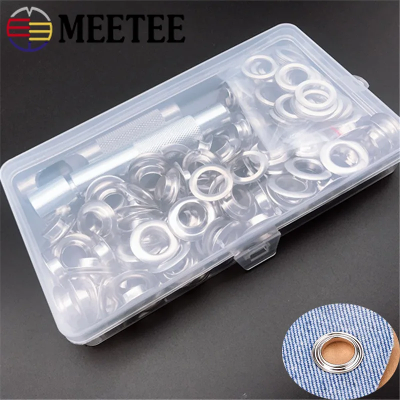 

Meetee 1set(100pcs)/2sets 12mm Metal Eyelet Buckle O Ring Clip Hook Clasp DIY Bag Chain Strap Belt Hardware Leather Accessories