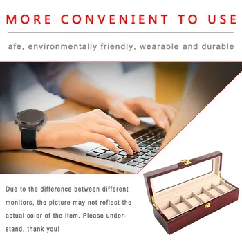 

6 Slots Red Color Wood Luxury Watch Boxes For Men Or Shop Display Watches Jewelry Watch Storage Organizer Cases Packing Gift