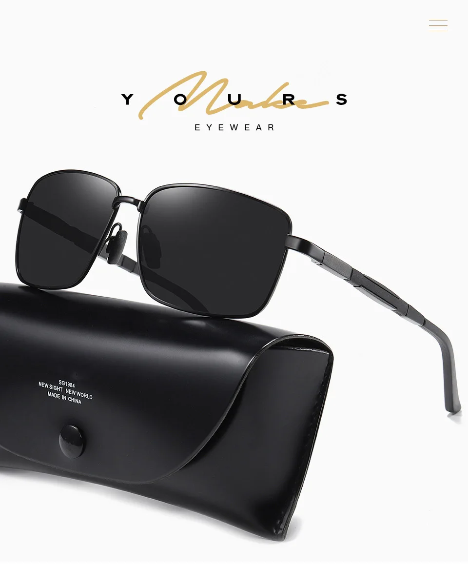 Metal+Aluminum Magnesium Polarized Sunglasses Men UV400 Cool Square Driving Sun Glasses Driving Eyewear Gafas De Sol Shades
