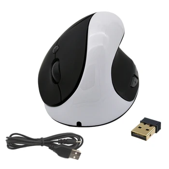

Ergonomic Rechargeable 2.4G Wireless 6Keys Optical Vertical Mouse Mice Rechargeable Battery Vertical Design for PC White