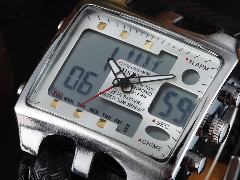 OHSEN часы мужские спортивные часы мужские светодиодный стробоскоп для автомобильной наручные часы кожаные мужские часы Relogio Masculino reloj hombre