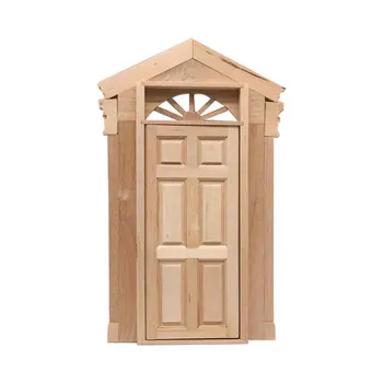 

1:12 Exterior Miniature Furniture Mini Model Living Room Natural Wood Doll House Door Luxury 6 Panel Unpainted Kids Toy DIY