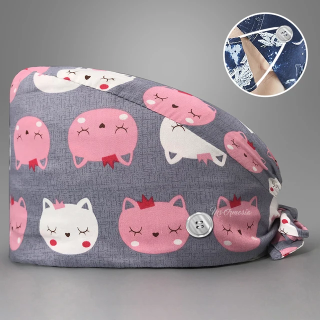 Fashion cotton Cute bird Cartoon print hats adjustable Scrub hat beauty salon nursing cap laboratory pet shop fashion scrub caps 12225