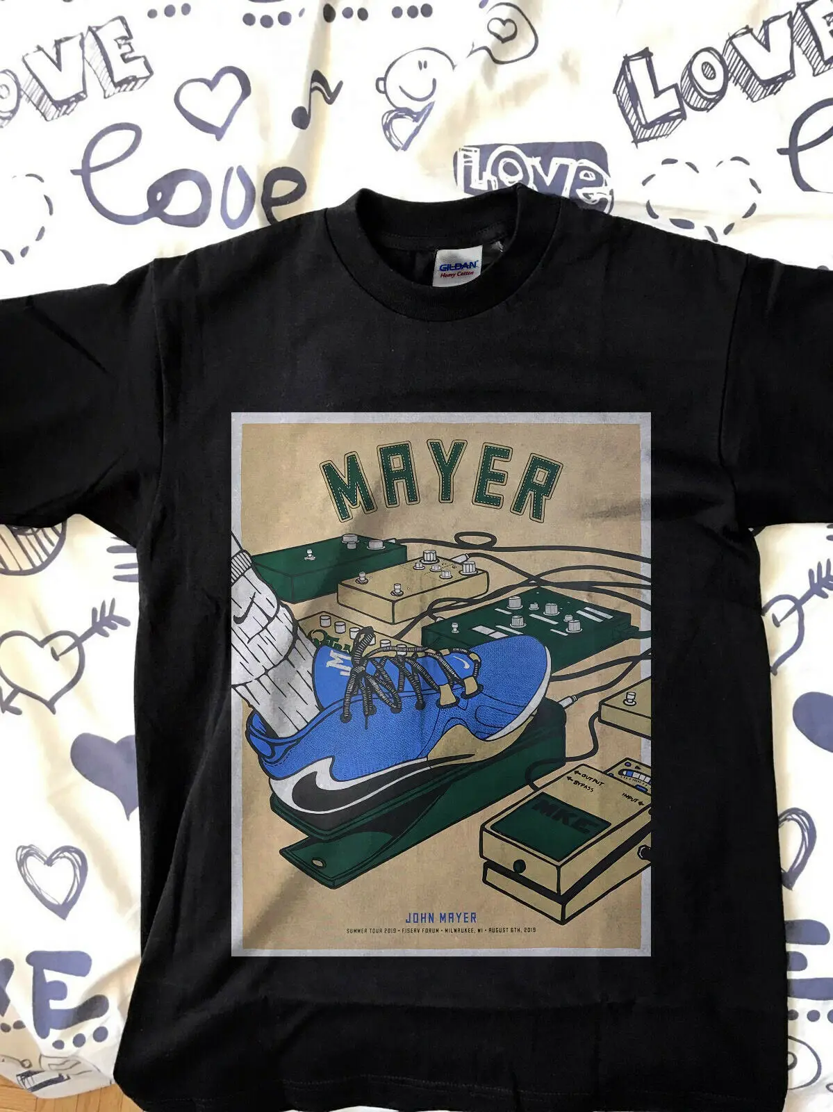 Мужская футболка с принтом John Mayer Summer Tour 2019 Fiserv Forum Milwrukee WI 6 августа | одежда