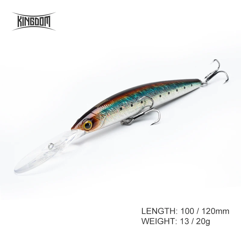 

Kingdom New Jerkbaits 100DR Fishing lures 100mm 120mm Suspending Minnow wobblers Depth 6-10ft long -casting Bass Pike Hard Baits