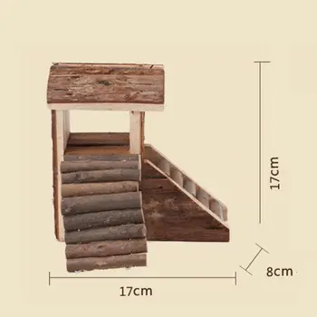 

Pets Wooden House 2 Storey Small Villa Waterproof 2 Stairs Play Cage for Hamster H7EA