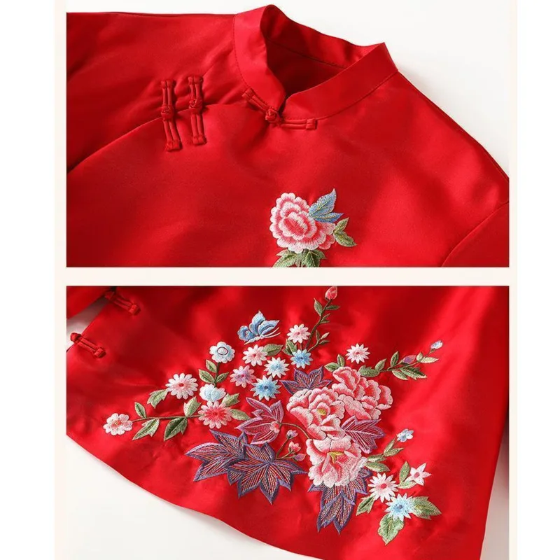 Autumn Ethnic Style Tang Suit Coat Vintage Harajuku Embroidery Chinese Tops Women Blouse Eleganti Loose Female Shirt