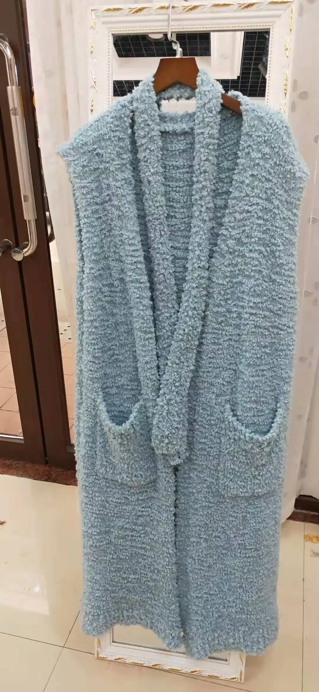 sky blue cardigan Woherb верхняя одежда розовый кардиган без рукавов сплошной цвет длинные вязаные свитера женские элегантные модные на шнуровке тонкая талия одежда 90751 - Цвет: sky blue cardigan