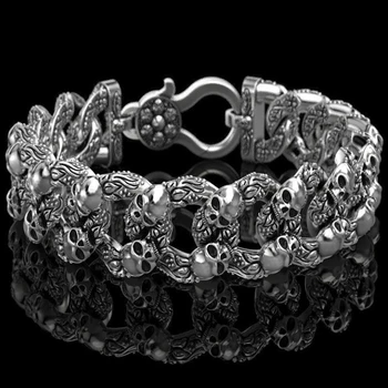 

Gothic Men's Stainless Steel Bracelet Steampunk Skull Bracelet & Wristband Party Jewelry for Cyclists