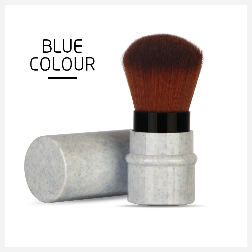 Blue 1 шт., мини-Выдвижная Кисть для макияжа с колпачком, мягкая основа для волос, кисть для пудры, румян, кисть для путешествий, косметика, инструменты для макияжа, 4 цвета - Handle Color: Blue