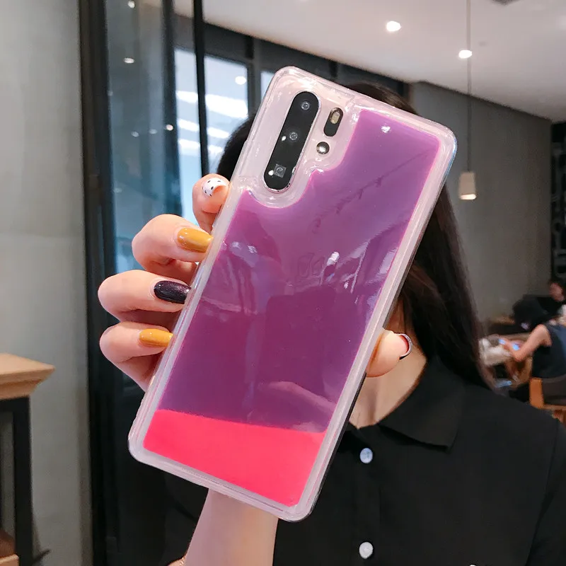 Светящийся неоновый песочный чехол для телефона huawei P30 P20 Pro mate 20 Lite чехол светится в темноте жидкий Блестящий песок чехол