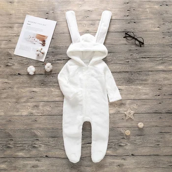 

Spring Autumn Fashion Baby Solid Color Baby Long Sleeve Romper Casual Jumpsuits Kids Hooded Footies