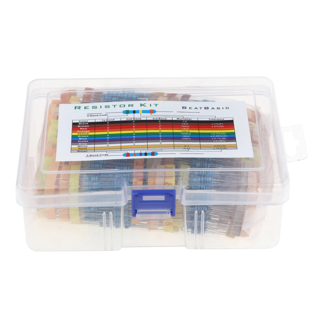 1100 Pieces 110 Values 1% Resistor Kit, 0.1 Ohm-10M Ohm 1/2W Metal Film Resistors Assortment for DIY and Experiments