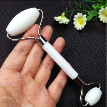 

KCONYD Factory Wholesale Natural Jade Face Roller-Xiuyan white jade-metal stents with glue