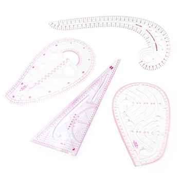 

4pcs French Curve Ruler Pattern Design Dressmaking High Accuracy Drawing Multifunction 4 Style Metric Measure Sewing DIY Tools