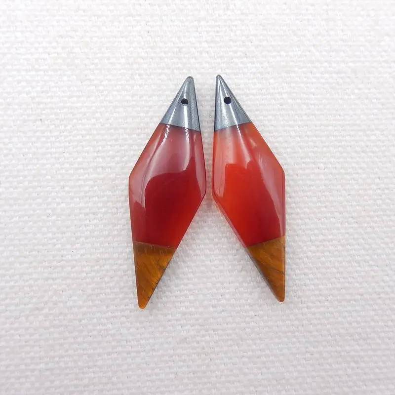 Natural Stone Hematite Red Agate Tiger-Eye Earrings Beads Fashion Jewelry Accessories For Women 36x12x5mm 4g