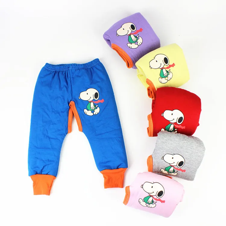 

New Style Infants CHILDREN'S Cotton Trousers Cotton BOY'S Girls Candy-Colored Open Crotch Brushed And Thick Padded Cotton-padded