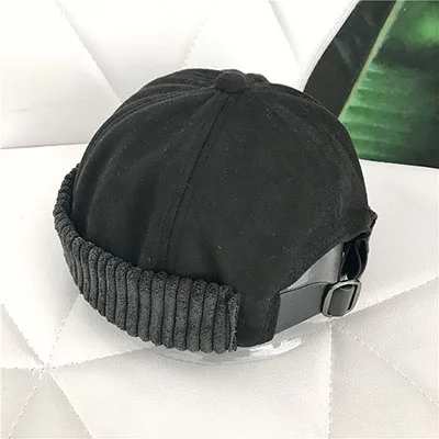 Купол Skullies Beanie Мужская и женская шапка помещика Skullcap однотонные уличные хип хоп Короткие шапки модные взрослые повседневные регулируемые шапки - Цвет: Black