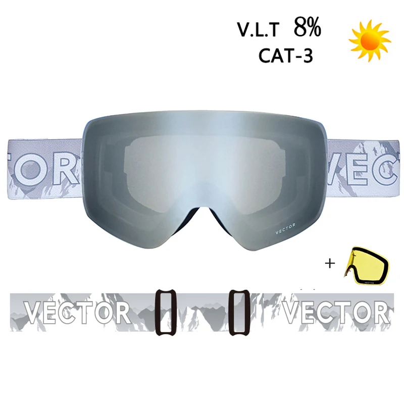 OTG лыжные очки со сменными линзами, снежные очки для мужчин и женщин, противотуманные покрытия, солнцезащитные очки для сноуборда, катания на лыжах, зимние спортивные очки для улицы - Цвет: grey no case