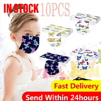 

10PCS Children Print Disposable Face Mask 3Ply Ear Loop Anti-PM2.5 Mask Cotton Face Mask Washed Reusable Breathable#3
