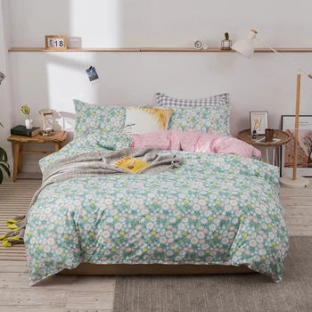 

New Floral Printed Bedding Set Japan Twin Full Queen Size Duvet Cover Set Flitted Sheet Pillowcase 3/4pcs Bed Linen Drop Ship