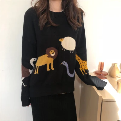 2 цвета осень и зима новое поступление корейский стиль с круглым вырезом zoo теплые вязаные свитера женские пуловеры женские(B8660 - Цвет: same as pictures