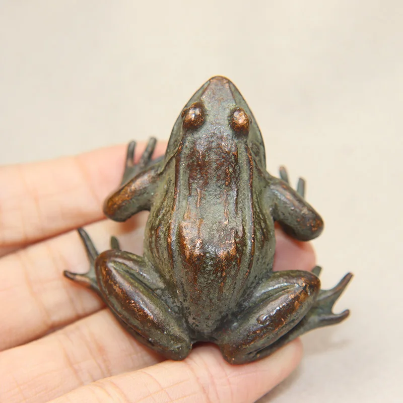 銅製　蛙　カエル　文鎮　470g 銅製蛙カエル文鎮470g
