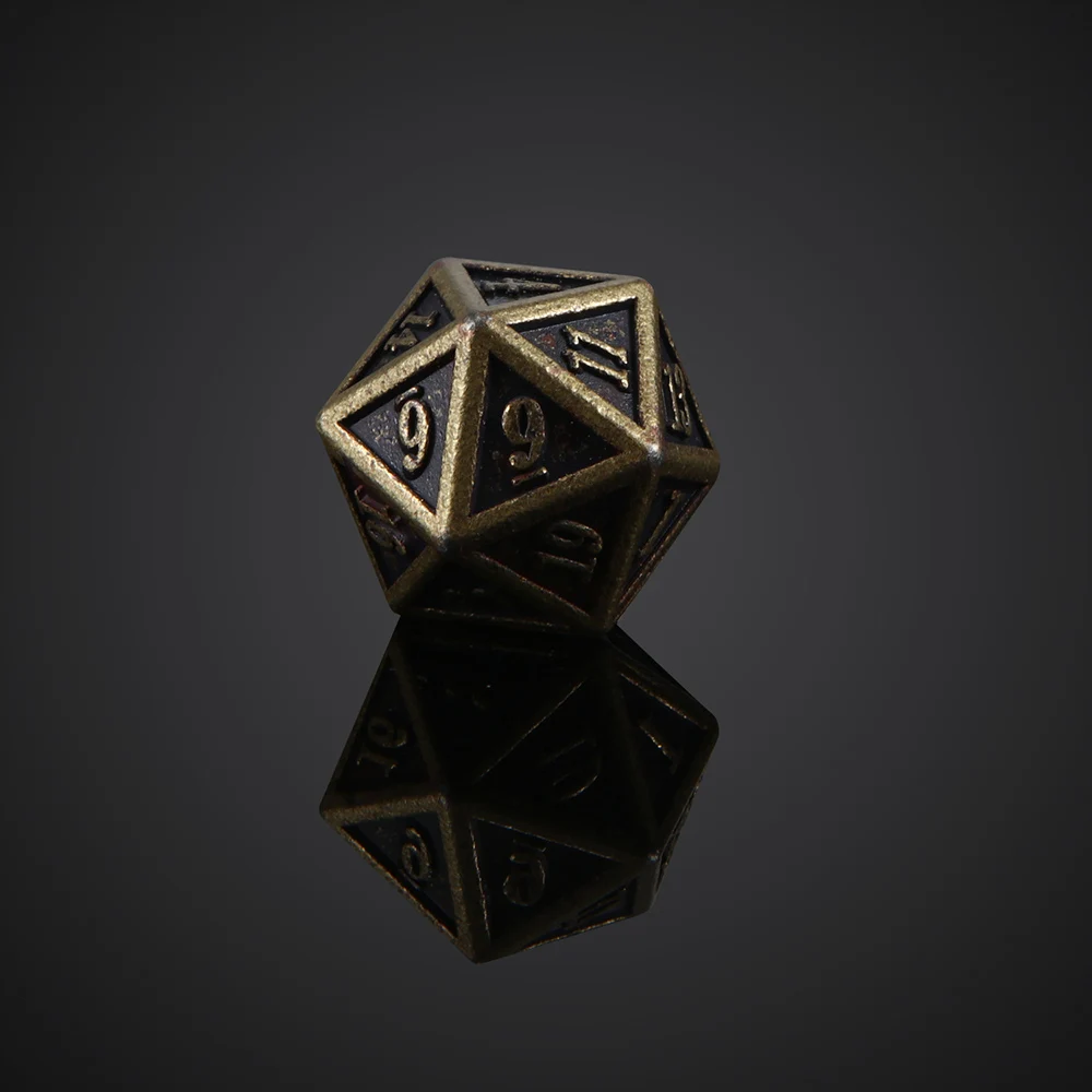 7PcsSet Metal Multifaceted Dice D4 D6 D8 D10 D10% D12 D20 Polyhedral TRPG Games Dice DND Multi Sides Board Game Dices BC0262 (7)