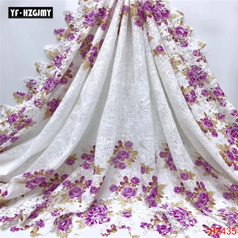 

YF HZGJMY African Lace Fabric Multi Color High Quality Cord Lace Print Dress Design Guipure Embroidery Lace Fabric A2435