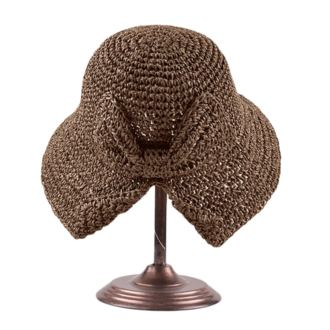 100% Raffia бант шляпа от солнца широкие свисающие поля летние шляпы для женщин Пляжная Панама соломенный котелок, Панама шляпа Femme