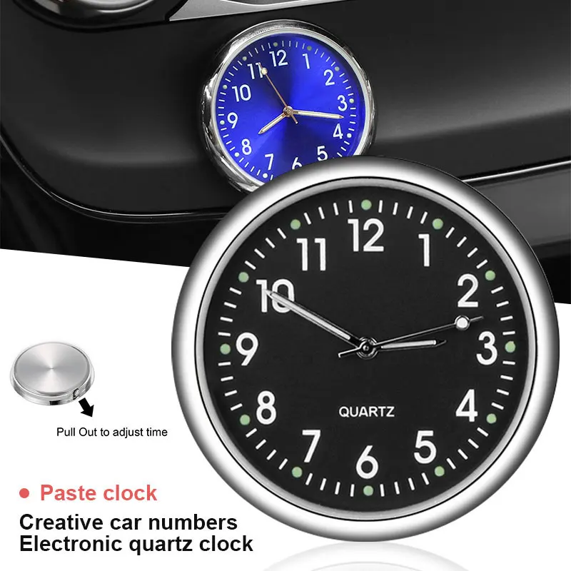 

Vehemo Aluminium Alloy 4 Color Car Clock Luminous Mini Motorbike Metal Stick-On Gauge Decoration Car Accessories