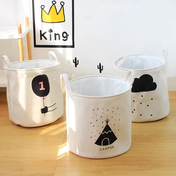 

Cotton Linen Thick EVA Foldable Laundry Storage Basket Nordic Style Dirty Clothes Sundries Organizer Barrel