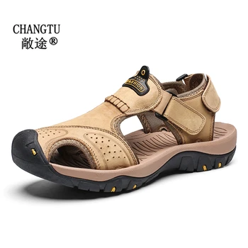 

Brand New Leather Sandals men Beach Vacation Outdoor Shoes Summer Man Hiking Sneakers High Quality Soft Non-slip Shoes for Men