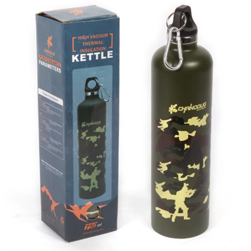 750ml Non-toxic Odorless Stainless Steel Water Bottles Sports Cycling Camping Bike Bicycle Kettle Outdoor Riding Vacuum Cup
