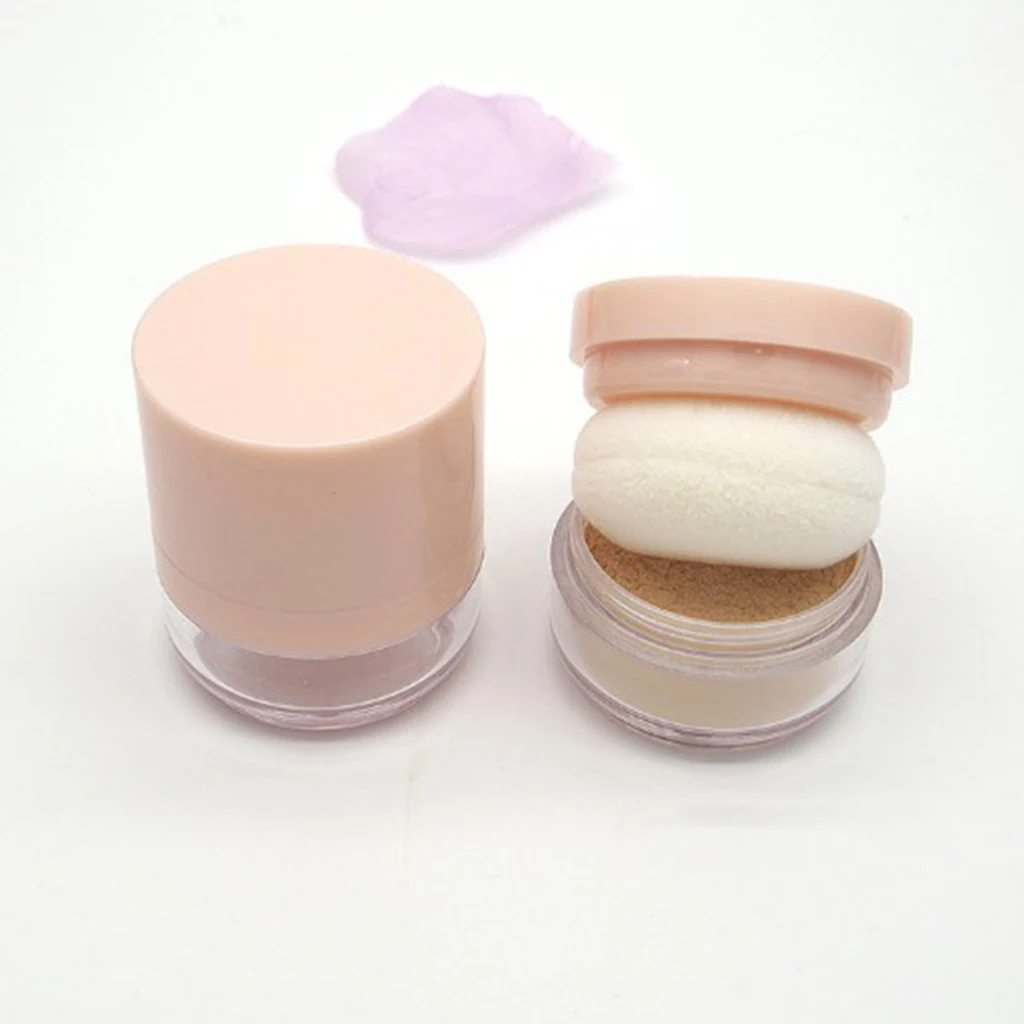 5G Plastic Empty DIY Makeup Loose Powder Case Cosmetic Blush Container Box with Puff - Pink