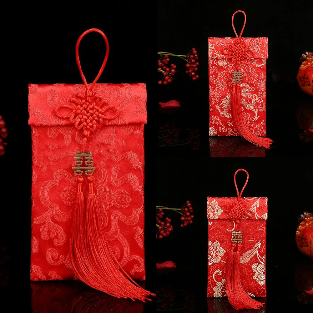 

Brocade Red Envelop Silk Embroidery Crafts Pocket Chinese 2020 New Year Hongbao New Year Lucky Pocket New Year Christmas Wedding