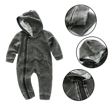 

Baby Boys Girls Wear Hooded Conjoined Clothes Jumpsuit Jeans Clothes Baby Clothes Baby Crawler