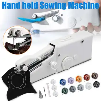 

Portable Household Mini Hand Sewing Machine Quick Stitch Sew Needlework Cordless Clothes Electronic Sewing Machine 10 Line Coils