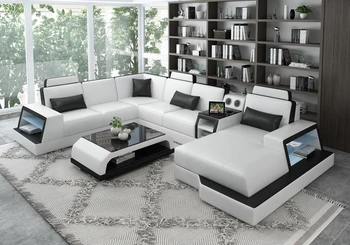 

Laste design U shape leather sofa with LED light made in China