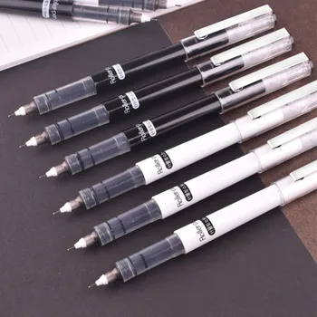 

Straight liquid rollerball pen interchangeable refill pen student with white pen holder can replace the core gel pen test
