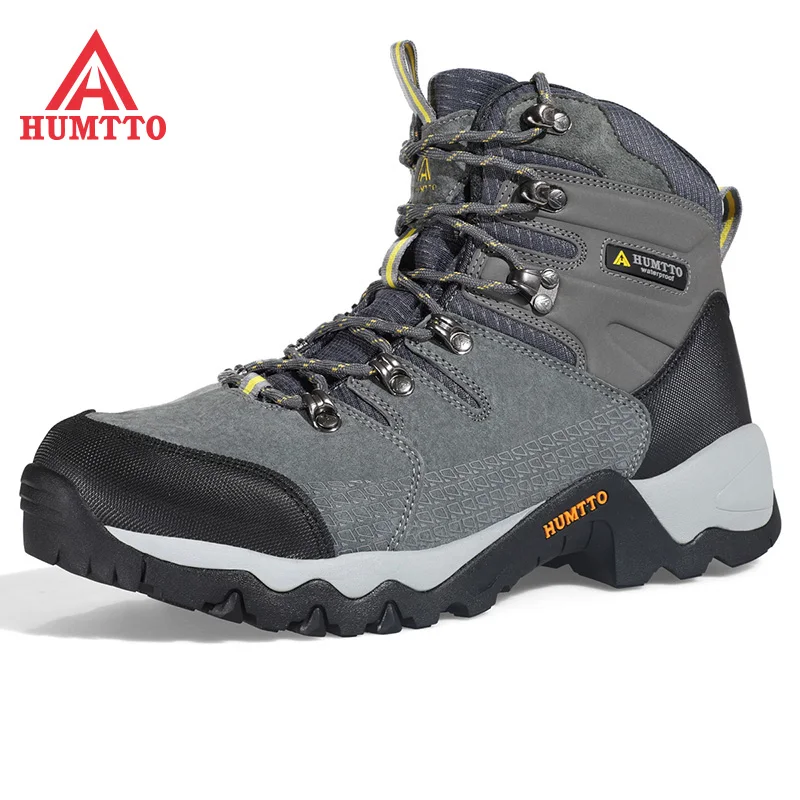 

HUMTTO Mens Waterproof Hiking Boots Genuine Leather Tactical Hunting Boots Male Sneakers Winter Trekking Boots Climbing Shoes