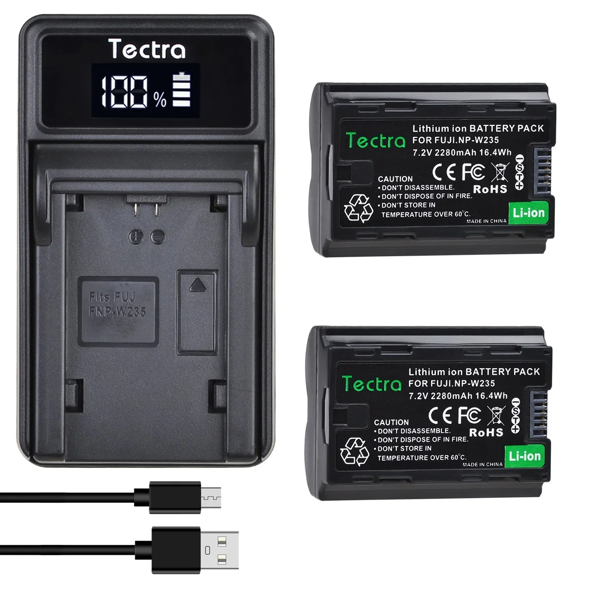 Batteria Per Fotocamera Np-W235/Caricabatterie Rapido Usb Per Bc-W235, Compatibile Con Fujifilm X-T4/ X-T5/ Gfx50S Ii/ Gfx100S/ X-H2S/ Vg-Xt4