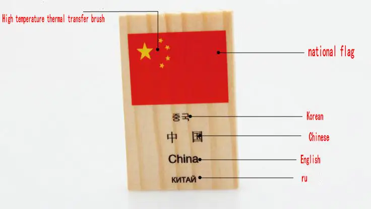 100 шт. строительные блоки с национальным флагом домино, деревянные игрушки, детские игрушки на четырех языках, дизайнерские блоки с национальным флагом, детские подарки