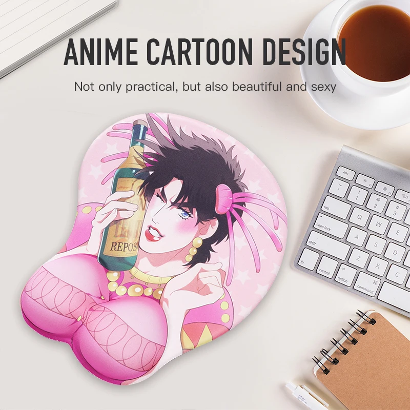 sovawin JOJO Creative Cartoon Anime 3D Mouse Pad Sexy Chest Gel Silicone Mousepad With Wrist Rest Support Soft Breast Mat For PC