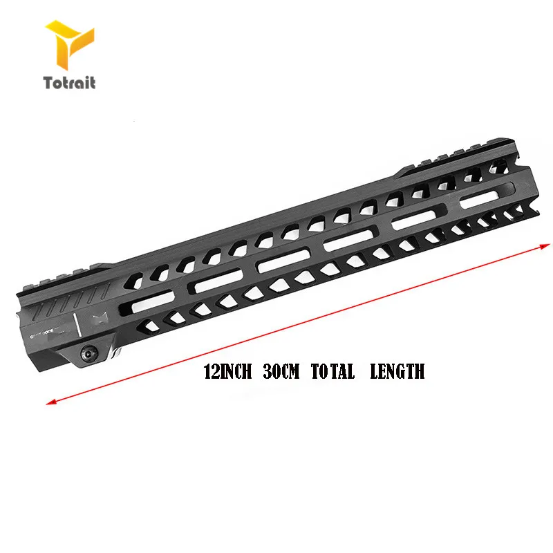 TOtrait Тактический 7/10/12/15 дюймов поплавок Handguard Пикатинни Airsoft M4 Handguard карабин квадратным носком для охоты черный - Цвет: 12   inch