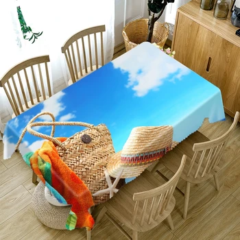 

Thicken Cotton 3d Print Tablecloth Straw Hat Bamboo Basket Dustproof Cloth Rectangular and Round Table Cloth for Christmas